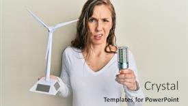  Presentation with solar light - Slide deck featuring young-blonde-woman-holding-solar background and a light gray colored foreground