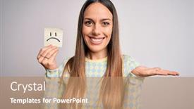  Presentation with young woman diagnosis of sti - Slides featuring young-blonde-woman-holding-sticky background and a coral colored foreground