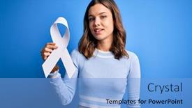  Presentation with lung cancer - Colorful PPT theme enhanced with young-blonde-woman-holding-stop backdrop and a light blue colored foreground