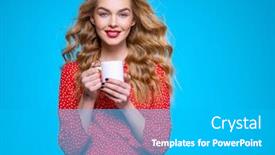  Presentation with beautiful young girl red - Audience pleasing PPT layouts consisting of young-blonde-woman-holds-white backdrop and a light gray colored foreground