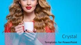  Presentation with beautiful young girl red - Presentation design consisting of young-blonde-woman-holds-white background and a cyan colored foreground