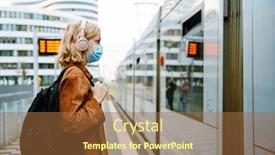  Presentation with public transport - Slide deck featuring young-blonde-woman-in-medical background and a red colored foreground