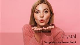  Presentation with kiss - Theme having young-blonde-woman-in-pink background and a red colored foreground