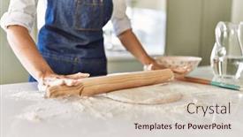  Presentation with dough - Slide set featuring young-blonde-woman-kneading-pizza background and a soft green colored foreground