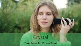  Presentation with audio - Presentation theme enhanced with young-blonde-woman-listening-audio background and a seafoam green colored foreground