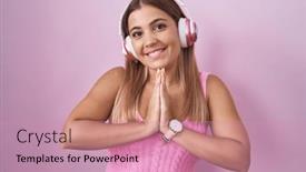  Presentation with forgiveness - PPT theme enhanced with young-blonde-woman-listening background and a coral colored foreground