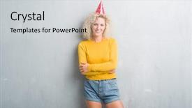  Presentation with open bible over grunge sandstone - PPT theme with young blonde woman over grunge background and a light gray colored foreground