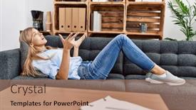  Presentation with psychology - Slides enhanced with young-blonde-woman-patient-having background and a coral colored foreground