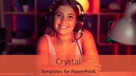  Presentation with what is video gaming - Presentation consisting of young-blonde-woman-playing-video background and a red colored foreground