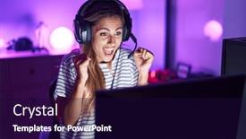  Presentation with video games playing - PPT layouts enhanced with young-blonde-woman-playing-video background and a  colored foreground