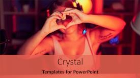  Presentation with romantic love - PPT theme having young-blonde-woman-playing-video background and a  colored foreground