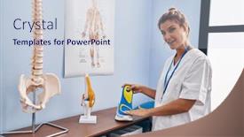  Presentation with clinic - Slide deck enhanced with young-blonde-woman-podiatrist-holding background and a lemonade colored foreground