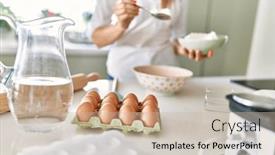  Presentation with flour - PPT layouts featuring young-blonde-woman-pouring-flour background and a soft green colored foreground