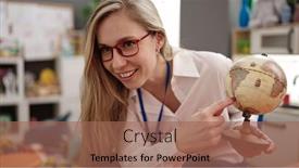  Presentation with geography - Presentation with young-blonde-woman-preschool-teacher background and a coral colored foreground