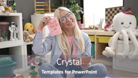  Presentation with preschool - Presentation theme consisting of young-blonde-woman-preschool-teacher background and a gray colored foreground