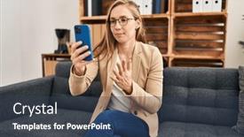  Presentation with mental - PPT theme with young-blonde-woman-psychologist-having background and a ocean colored foreground