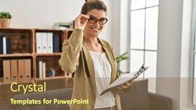  Presentation with psychology - Presentation design having young-blonde-woman-psychologist-holding background and a coral colored foreground