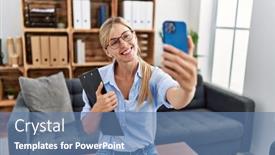  Presentation with clinic - PPT layouts enhanced with young-blonde-woman-psychologist-smiling background and a teal colored foreground