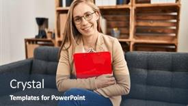  Presentation with psychology - Theme consisting of young-blonde-woman-psychologist-smiling background and a ocean colored foreground