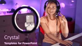  Presentation with woman in agriculture - Slides enhanced with young-blonde-woman-recording-vlog background and a tawny brown colored foreground