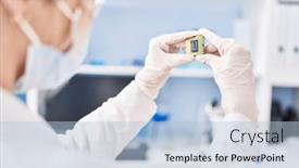  Presentation with scientist - Presentation design with young-blonde-woman-scientist-wearing background and a light blue colored foreground