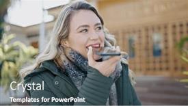  Presentation with voice - Presentation design enhanced with young-blonde-woman-sending-voice and a ocean colored foreground