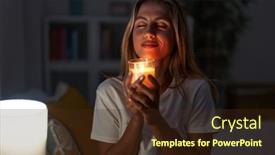  Presentation with bed - Presentation having young-blonde-woman-sitting background and a wine colored foreground
