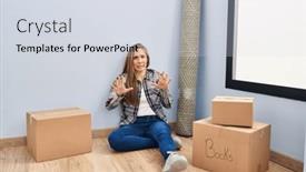  Presentation with panic - Slide deck enhanced with young-blonde-woman-sitting background and a sky blue colored foreground