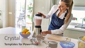  Presentation with confident - Presentation theme featuring young-blonde-woman-smiling-confident background and a coral colored foreground