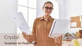  Presentation with confident - Presentation consisting of young-blonde-woman-smiling-confident background and a coral colored foreground