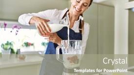  Presentation with confident - PPT theme featuring young-blonde-woman-smiling-confident background and a gray colored foreground