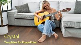  Presentation with classical guitar - Slides featuring young-blonde-woman-smiling-confident background and a coral colored foreground