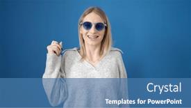  Presentation with confident - Slide deck having young-blonde-woman-smiling-confident background and a  colored foreground