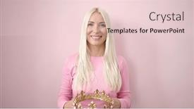  Presentation with crown - PPT theme featuring young-blonde-woman-smiling-confident background and a lemonade colored foreground