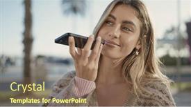  Presentation with voice - Presentation having young-blonde-woman-smiling-confident background and a violet colored foreground