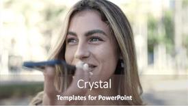  Presentation with voice - Slide deck with young-blonde-woman-smiling-confident background and a gray colored foreground