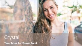  Presentation with wall street - PPT layouts featuring young-blonde-woman-smiling-happy background and a coral colored foreground