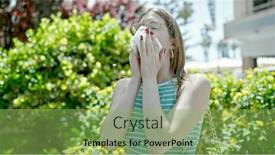  Presentation with sneezing - Presentation theme featuring young-blonde-woman-sneezing background and a seafoam green colored foreground