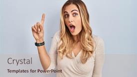  Presentation with number - Slide set with young-blonde-woman-standing-over background and a  colored foreground