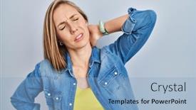  Presentation with pain - Slides featuring young-blonde-woman-standing-over background and a  colored foreground