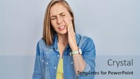  Presentation with illness - Slides enhanced with young-blonde-woman-standing-over background and a  colored foreground