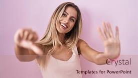  Presentation with number - Slides with young-blonde-woman-standing-over background and a coral colored foreground