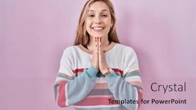  Presentation with forgiveness - Presentation consisting of young-blonde-woman-standing-over background and a  colored foreground