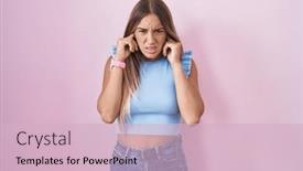  Presentation with noise - Presentation theme with young-blonde-woman-standing-over background and a lemonade colored foreground