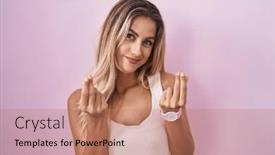  Presentation with business pink - Presentation theme consisting of young-blonde-woman-standing-over background and a coral colored foreground