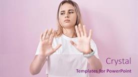  Presentation with forbidden - Presentation theme with young-blonde-woman-standing-over background and a lemonade colored foreground