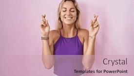  Presentation with hope - Presentation theme with young-blonde-woman-standing-over background and a soft green colored foreground