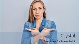  Presentation with direction - Theme featuring young-blonde-woman-standing-over background and a light blue colored foreground