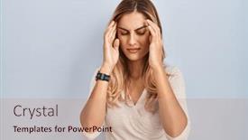  Presentation with migraine - Presentation theme with young-blonde-woman-standing-over background and a coral colored foreground