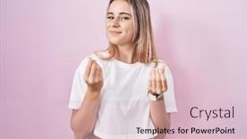  Presentation with pink business - PPT theme consisting of young-blonde-woman-standing-over background and a lemonade colored foreground